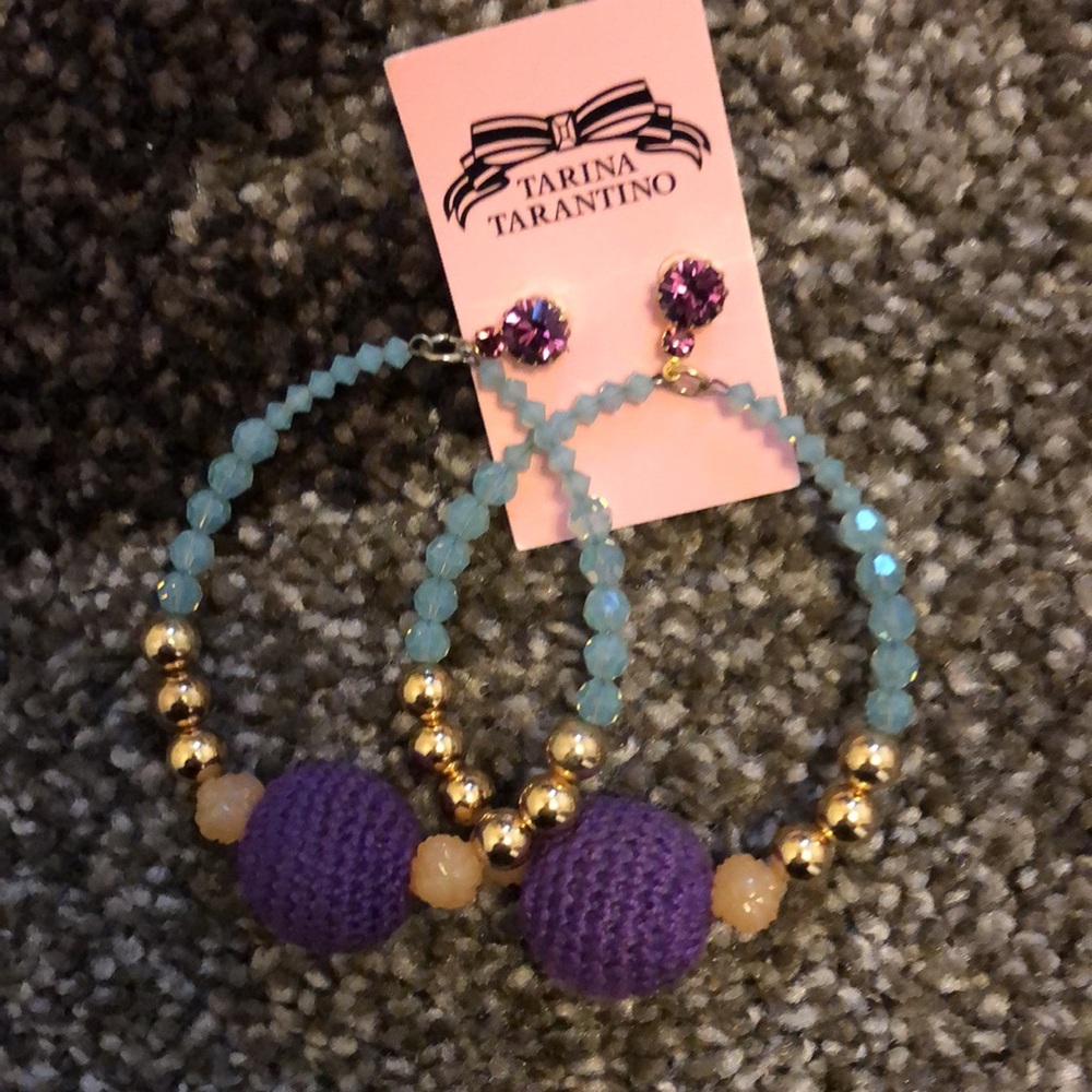 Beaded crocheted Hoop Earrings